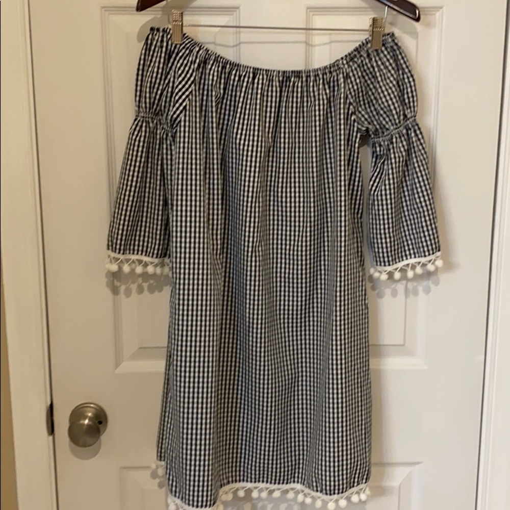 Off shoulder gingham dress